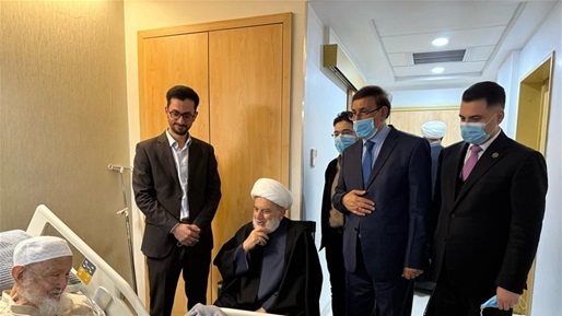 الشيخ همام حمودي يزور المرجع الفياض للاطمئنان على صحته (صورة)