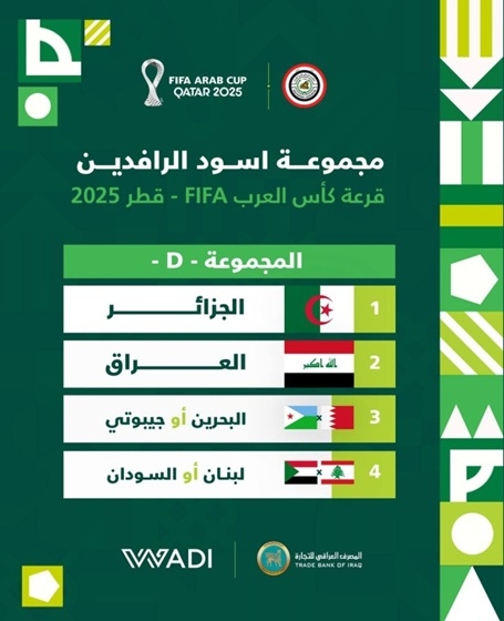 العراق في المجموعة الرابعة ببطولة كأس العرب 2025