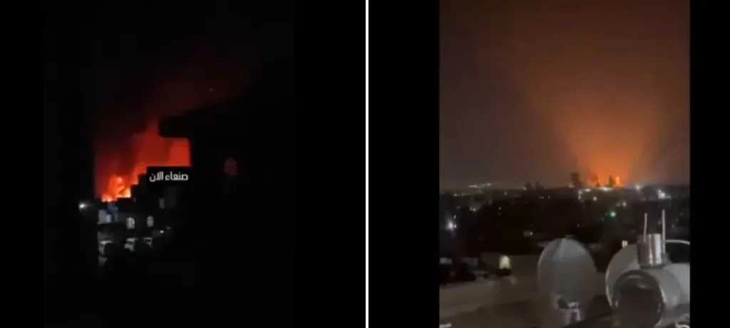 أول فيديو للانفجارات العنيفة التي هزت صنعاء والمديريات المحيطة