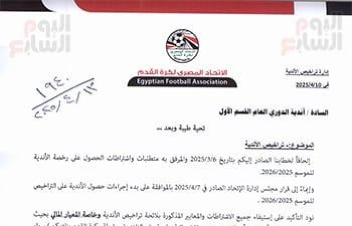 أخبار الرياضة : اتحاد الكرة يحذر الأندية بالحرمان من البطولات المحلية والقارية.. اعرف السبب