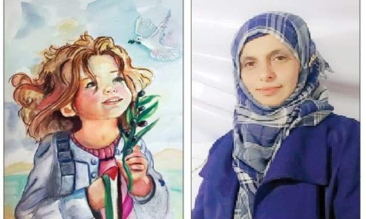 التشكيلية الموهوبة "حنان".. جسدت في لوحاتها كفاح فلسطين وصمود اليمن