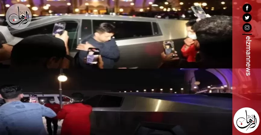 هشام جمال يحضر عزاء سليمان عيد بسيارة تسلا حديثة خطفت الأنظار