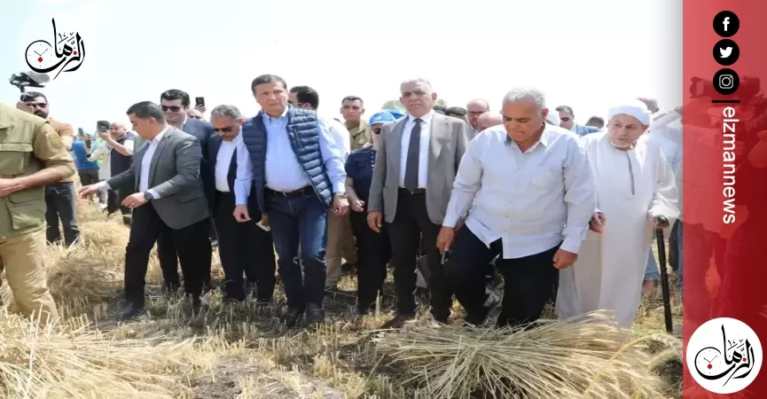 وزير الزراعة ومحافظ الشرقية يفتتحون موسم حصاد القمح