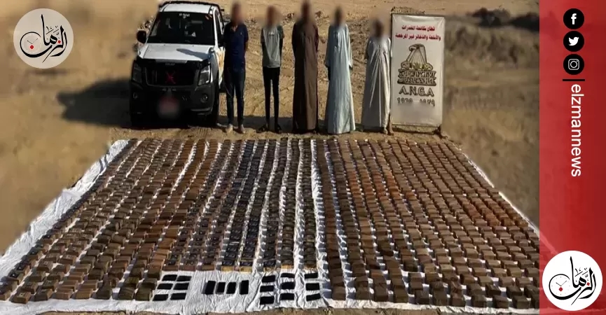 ضبط عناصر تشكيل عصابى شديد الخطورة من القائمين على جلب المواد المخدرة وبحوزتهم طن من الحشيش تقدر قيمته المالية بـ 100 مليون جنيه