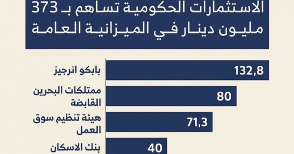 الاستثمارات الحكومية تساهم بـ 373 مليون دينار في الميزانية العامة