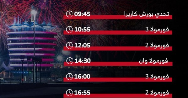جدول مواعيد الجمعة لسباق جائزة البحرين الكبرى للفورمولا 1