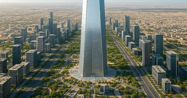 برج بارتفاع كيلومترين يلوح في أفق العاصمة السعودية الرياض تخطط لبناء 'برج رايز' بطول كيلومترين ليكون أطول ناطحة سحاب في العالم