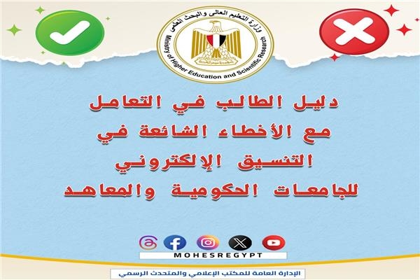 «التعليم العالي» تنشر دليلًا للتعامل مع الأخطاء الشائعة في التنسيق الإلكتروني
