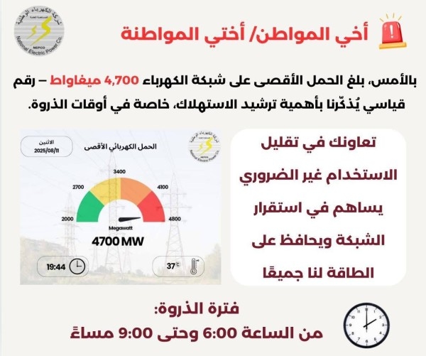 "تنظيم الطاقة": ترشيد الاستهلاك مسؤوليتنا الوطنية لاستمرارية التزويد