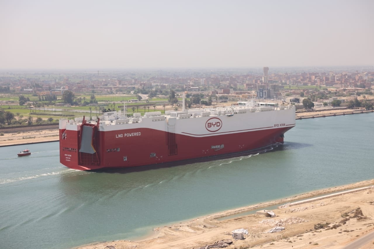 Photos: One of the world's largest car carriers transits Suez Canal