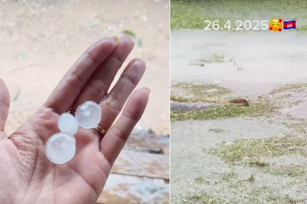 Rare hailstorm surprises people across Cambodia