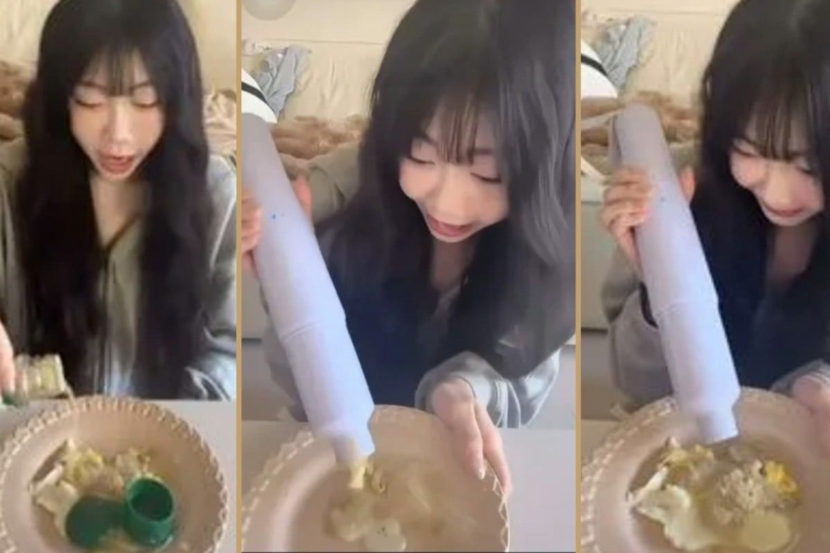 Taiwan influencer slammed for wasting food after vacuuming fried egg in advert