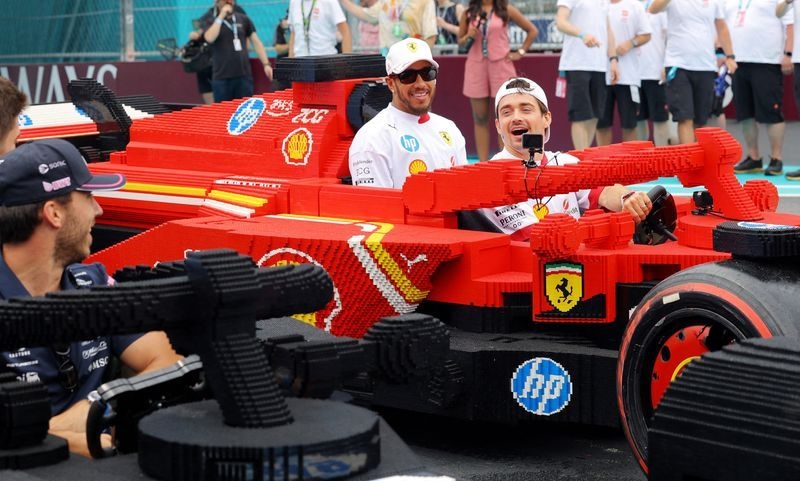 Motor racing-It's lights out and away they Lego for F1 drivers parade in Miami