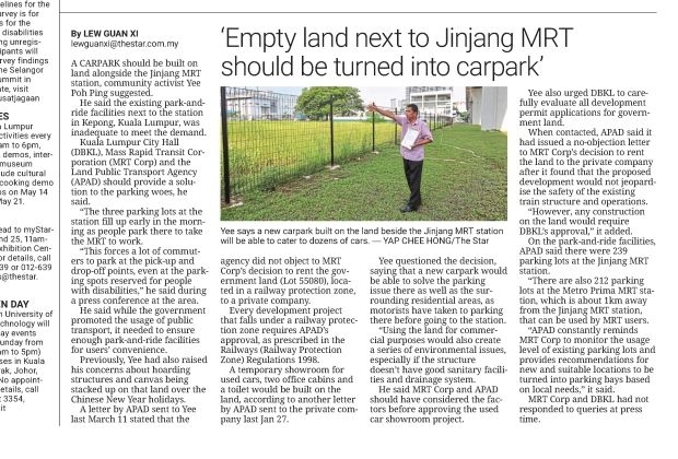 ‘Land beside Jinjang MRT station not suitable for carpark'