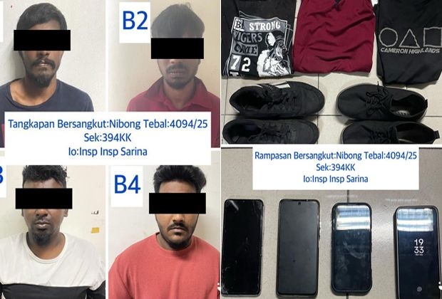 Police arrest four men for robbery and housebreaking in Perak, Kedah