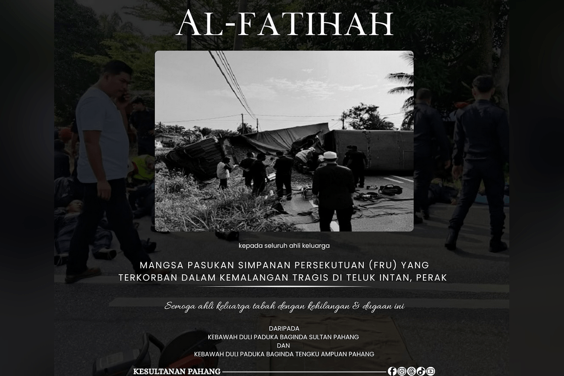 Pahang Sultan, Tengku Ampuan extend condolences over death of nine FRU members in tragic crash