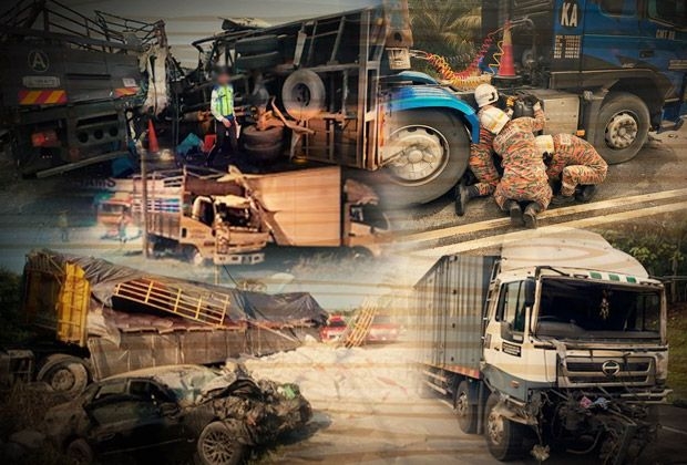 Lorry loses control in Banting, causing multiple collisions