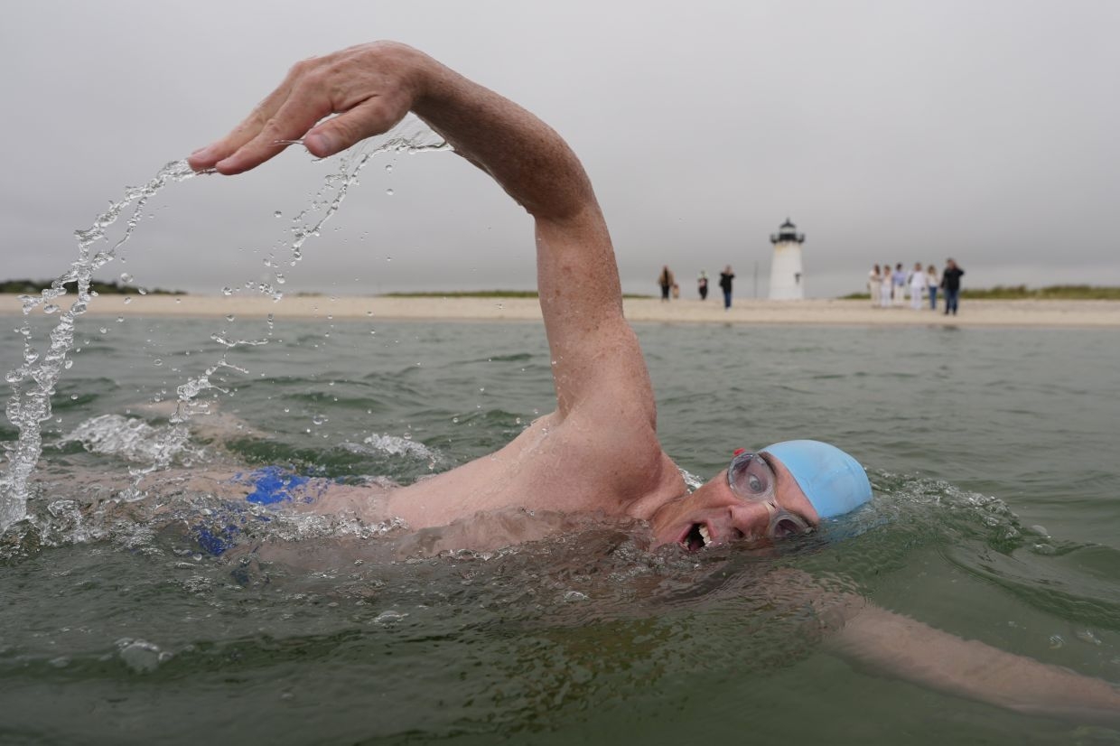 Swimmer is attempting first-ever swim around island ahead of Jaws anniversary