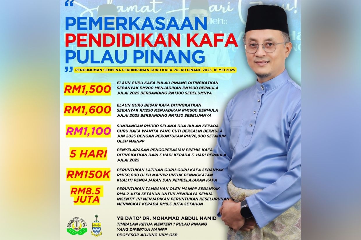 Penang to increase monthly allowance for KAFA teachers from July