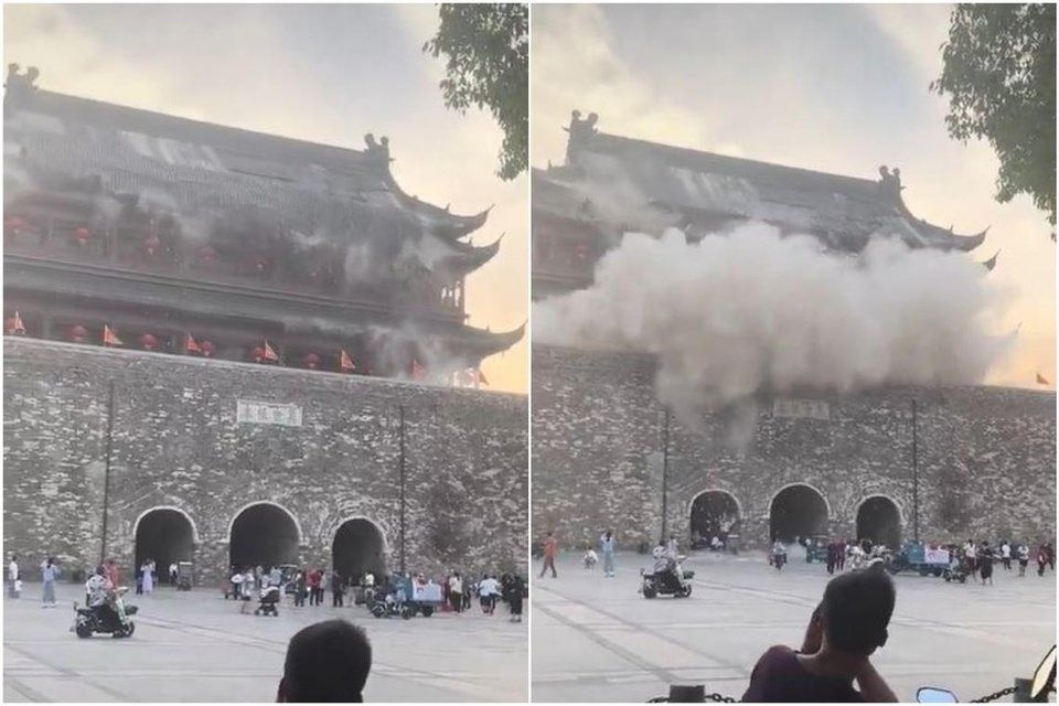 Plunging roof tiles at 650-year-old tourist attraction in China sparks investigation