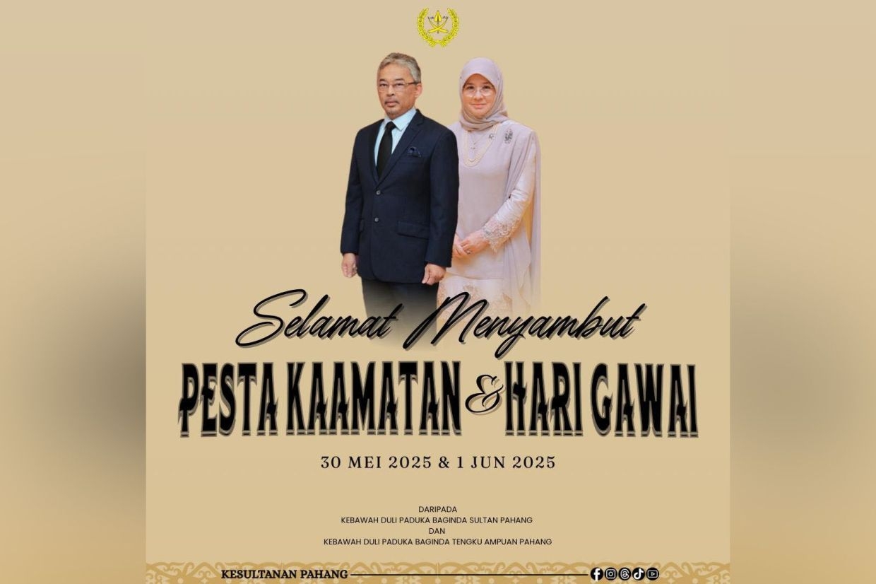 Pahang Ruler, Tengku Ampuan extend greetings for Gawai Dayak, Kaamatan
