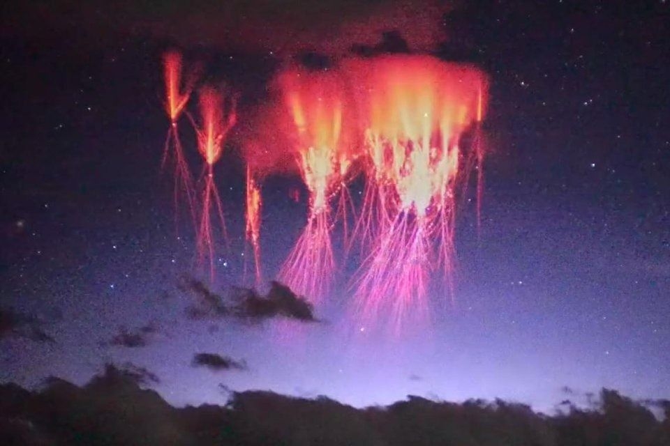 Is it ghost fire or alien jellyfish? Rare red sprite lightning in Tibet dazzles social media