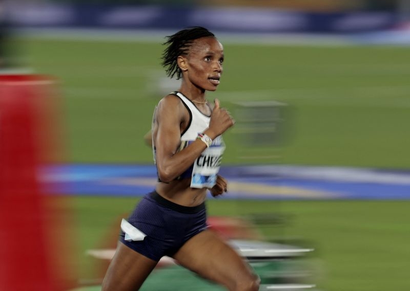 Athletics-Kenya's Chebet nears 5000m world record at Rome Diamond League