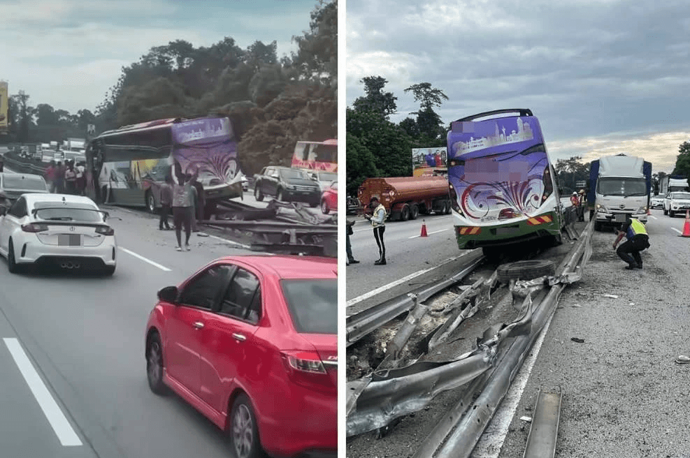Tour bus skids, crashes on NSE, 36 Indian tourists, driver unharmed
