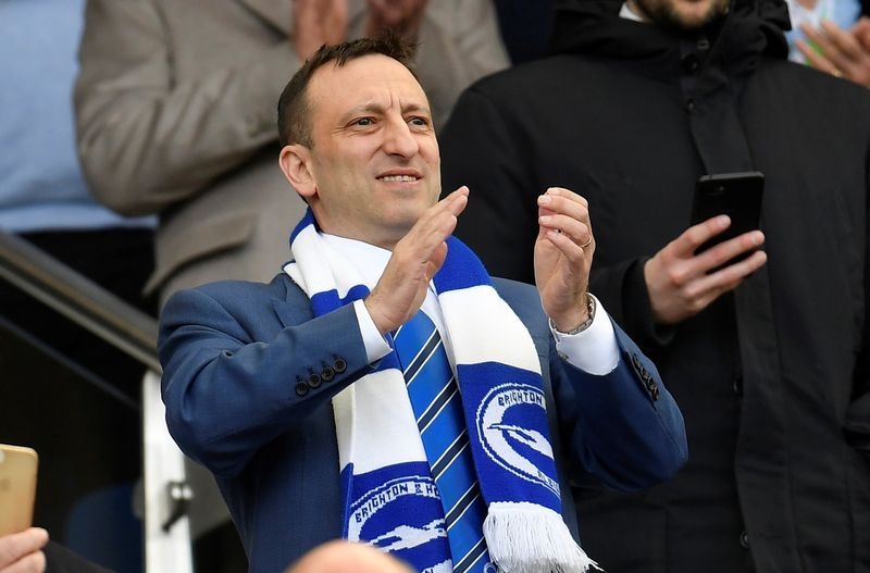 Soccer-Brighton owner Bloom acquires stake in Scottish club Hearts