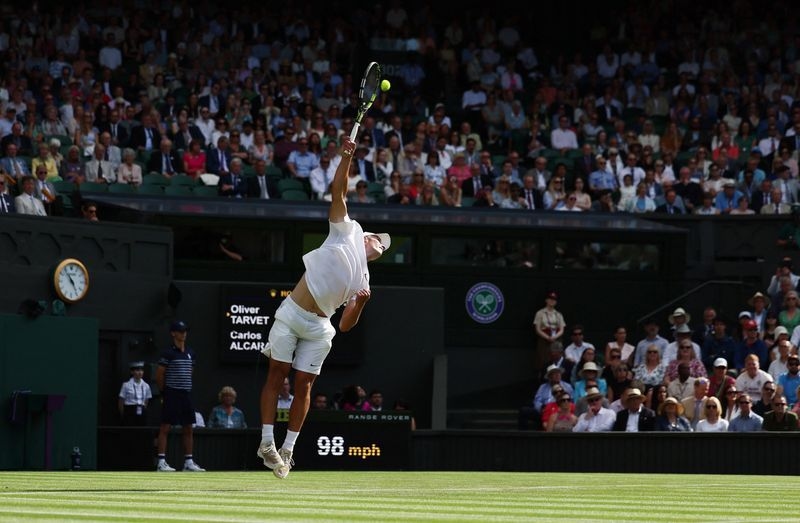 Tennis-Tarvet's Wimbledon journey ends with Alcaraz lesson in mental toughness