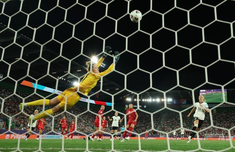 Soccer-Brand on target as Germany battle to 2-0 win over Poland at Women's Euros