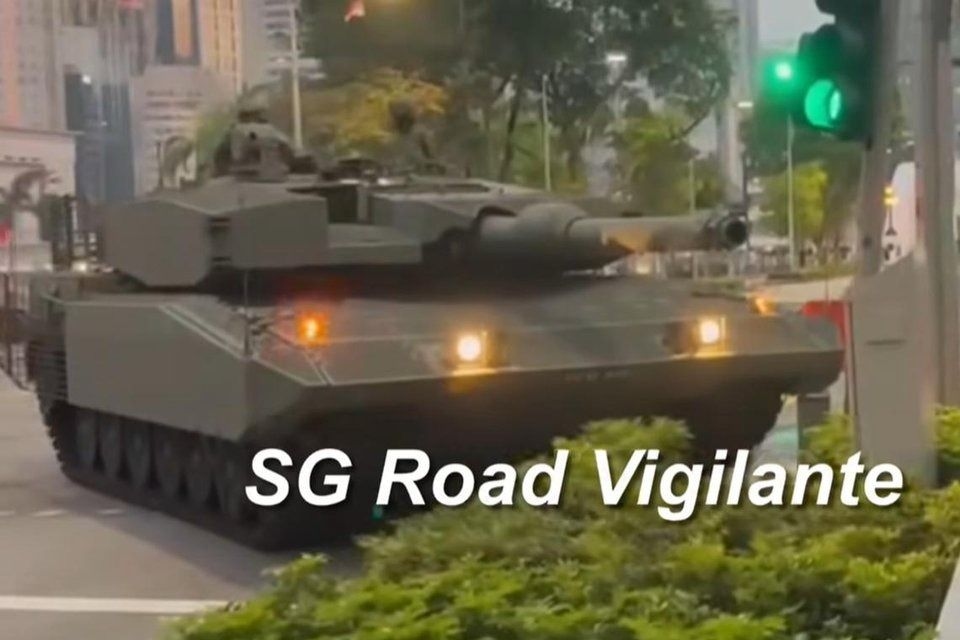 Tank collides into traffic light during Singapore's National Day Parade preview show