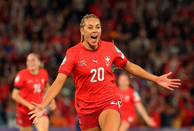 Soccer-Pilgrim manifests Euro knockout destiny with Swiss goal