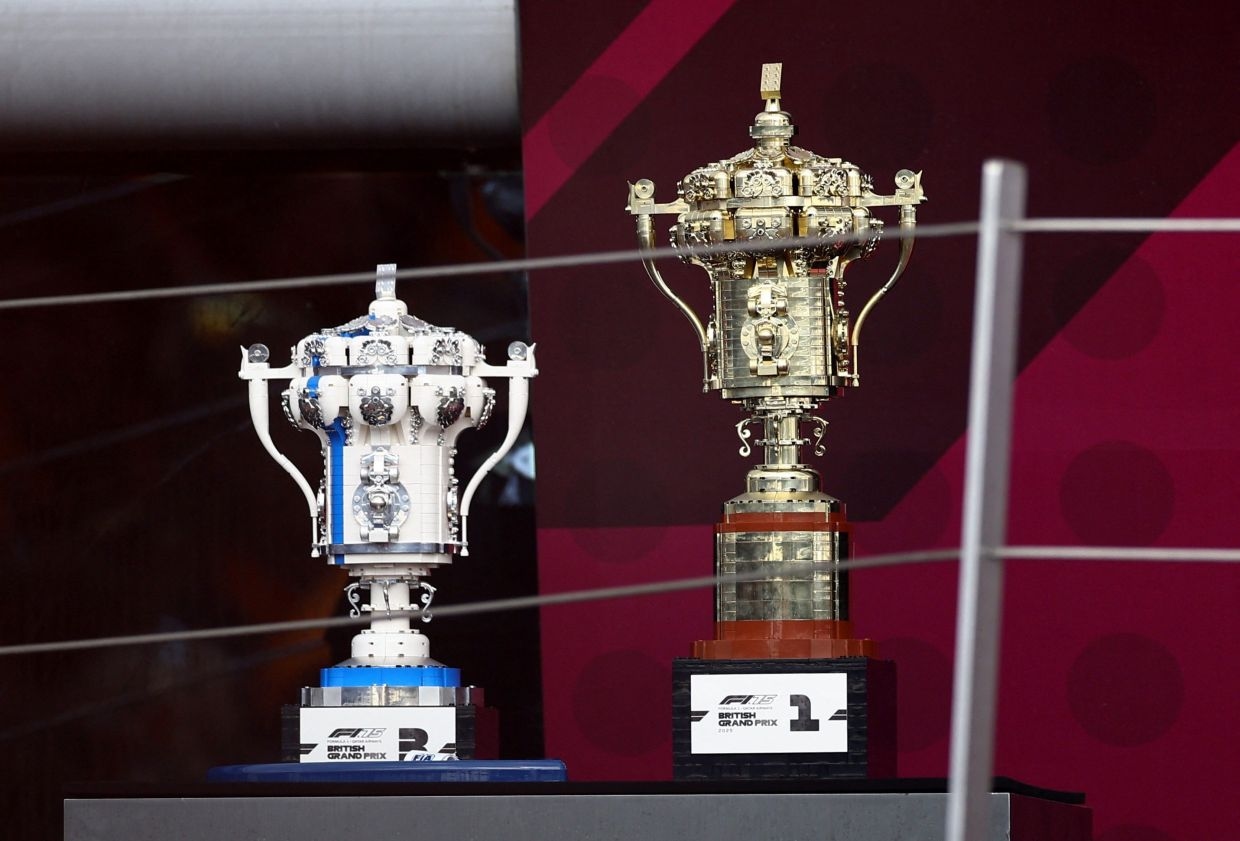 F1 drivers get trophies made of Lego at British GP