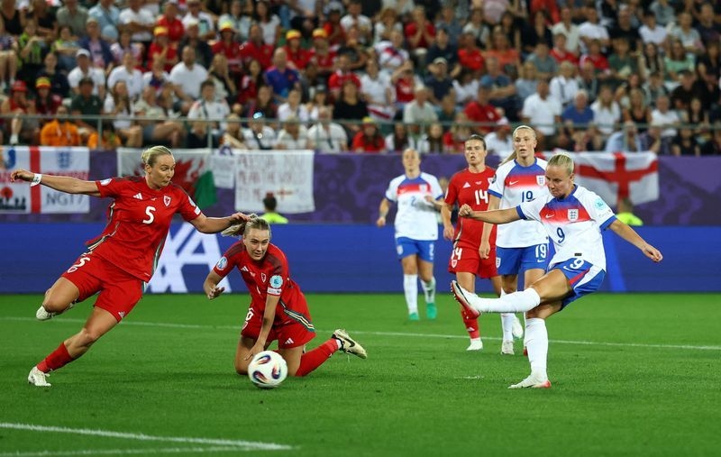 Soccer-England rout neighbours Wales to cruise into Euro 2025 quarter-finals