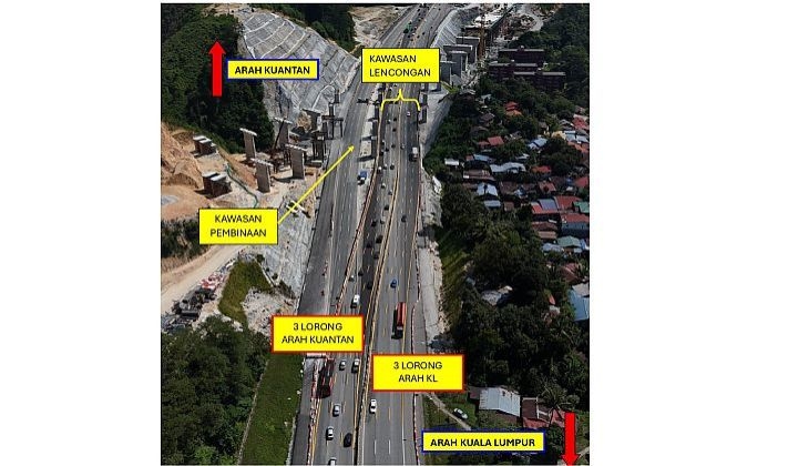 Temporary traffic diversion activated on KL-Karak Expressway