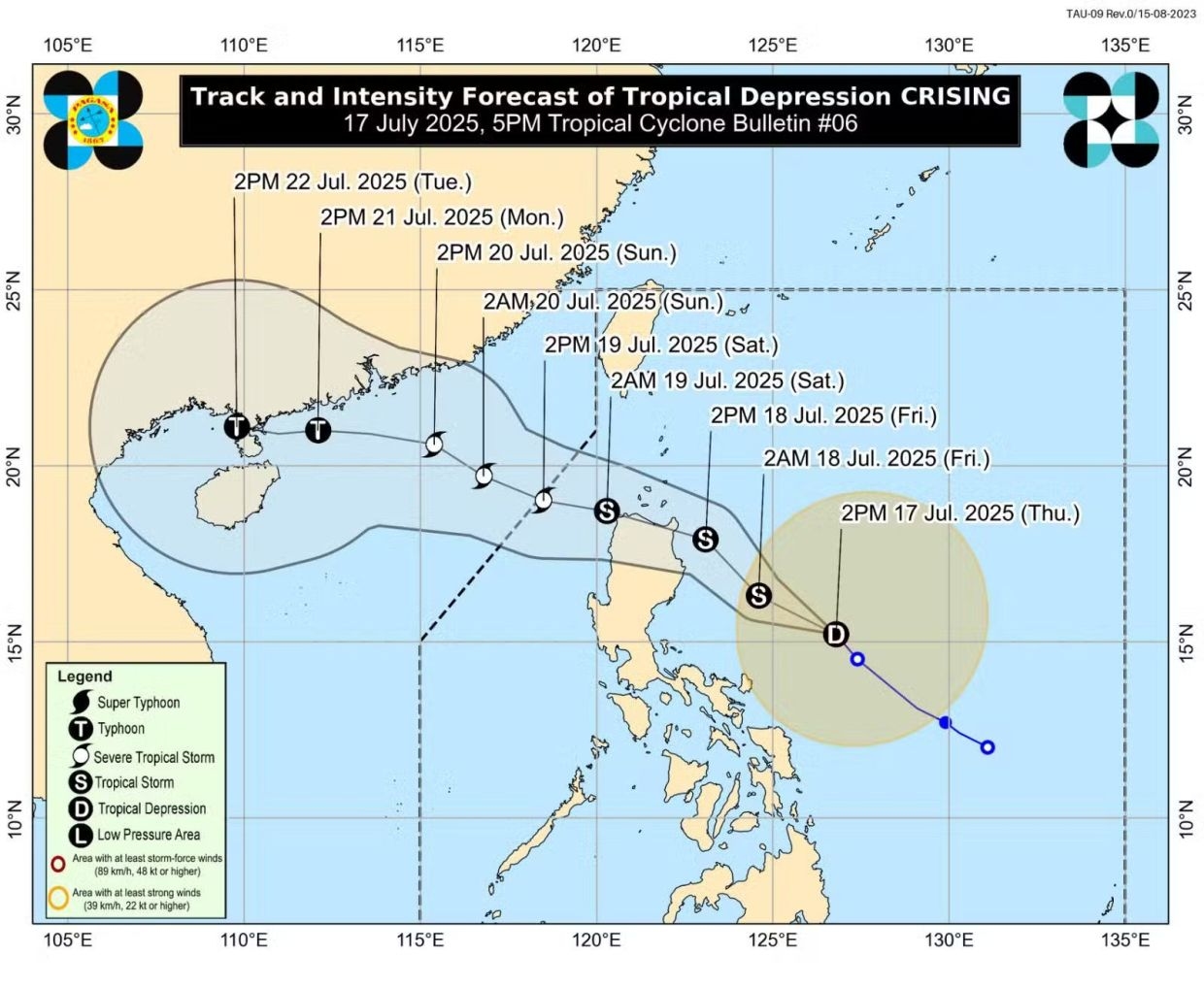 Tropical Depression Crising could make landfall in Philippines' Cagayan Friday (July 18) night: Pagasa