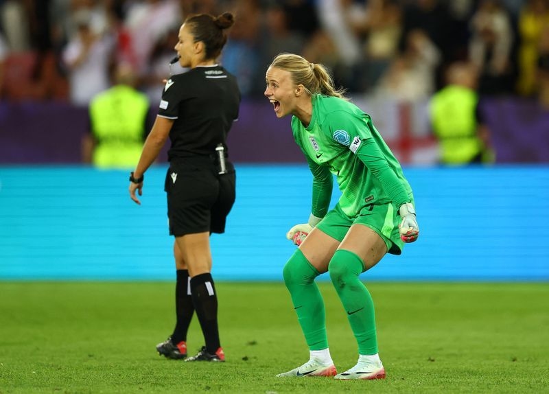 Soccer-England's goalkeeping hero Hampton continues to prove people wrong at Euro 2025