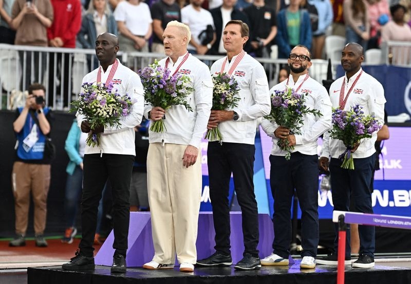 Athletics-British men collect world relay golds 28 years late