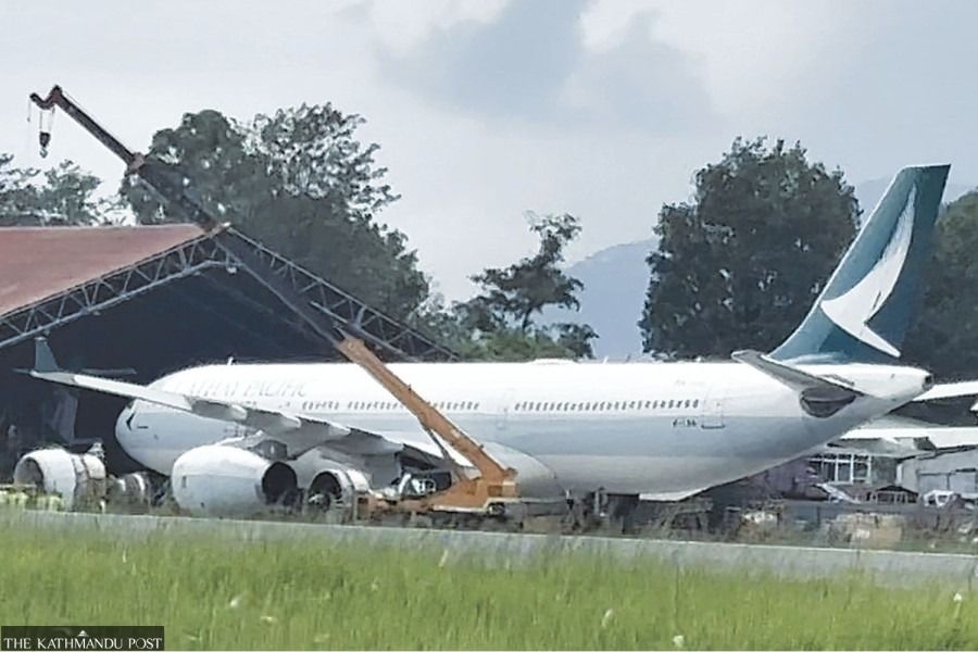 Open-air jet repair exposes Kathmandu airport's limitations