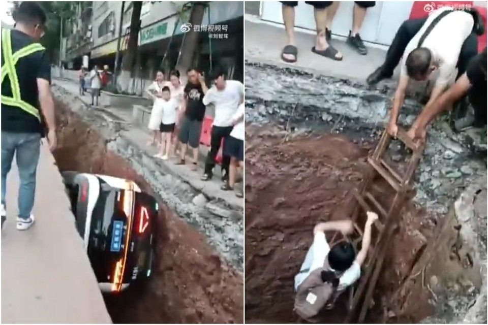 Baidu robotaxi with passenger falls into construction pit in China, raising safety concerns