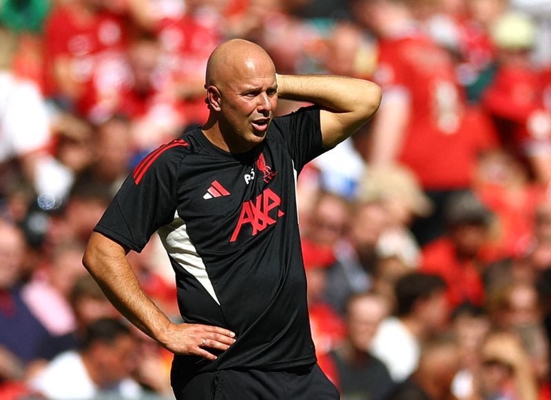 Soccer-Liverpool need to tighten up defensively, Slot says after Community Shield loss