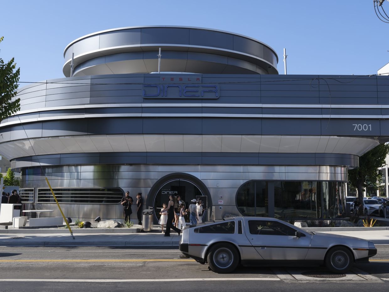 At Elon Musk's newly opened Tesla Diner in Los Angeles, the future looks mid
