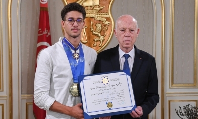 رئيس الدّولة يمنح الصنف الأوّل من الوسام الوطني للاستحقاق في قطاع الرياضة لبطل العالم احمد الجوادي