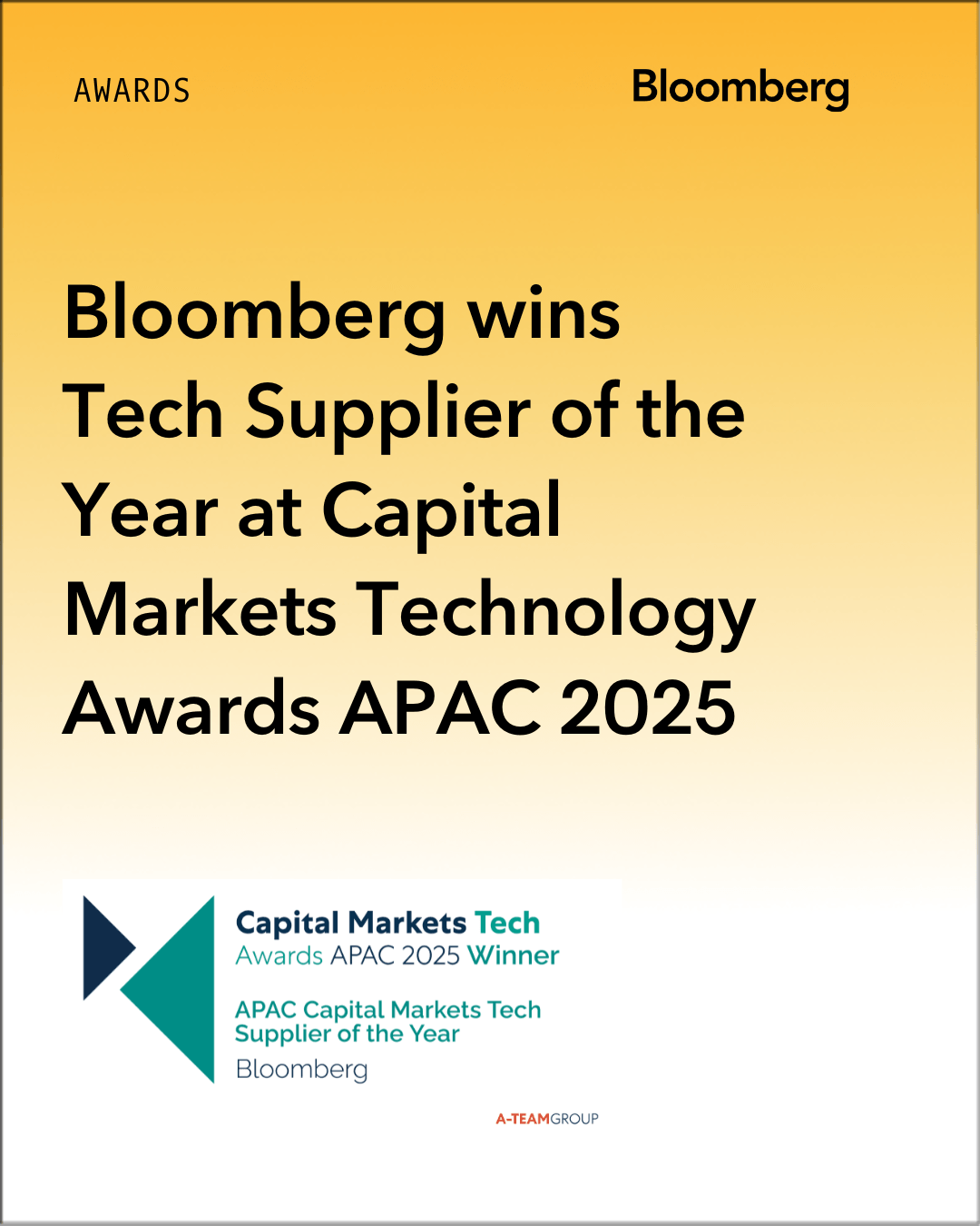 Bloomberg Wins Tech Supplier of the Year at Capital Markets Technology Awards APAC 2025