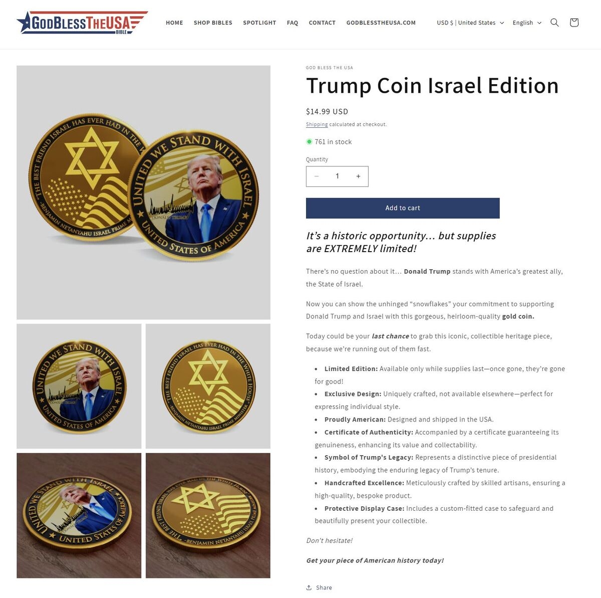 Trump-Inspired ‘Israel Edition' Coin Pushed During Iran Conflict