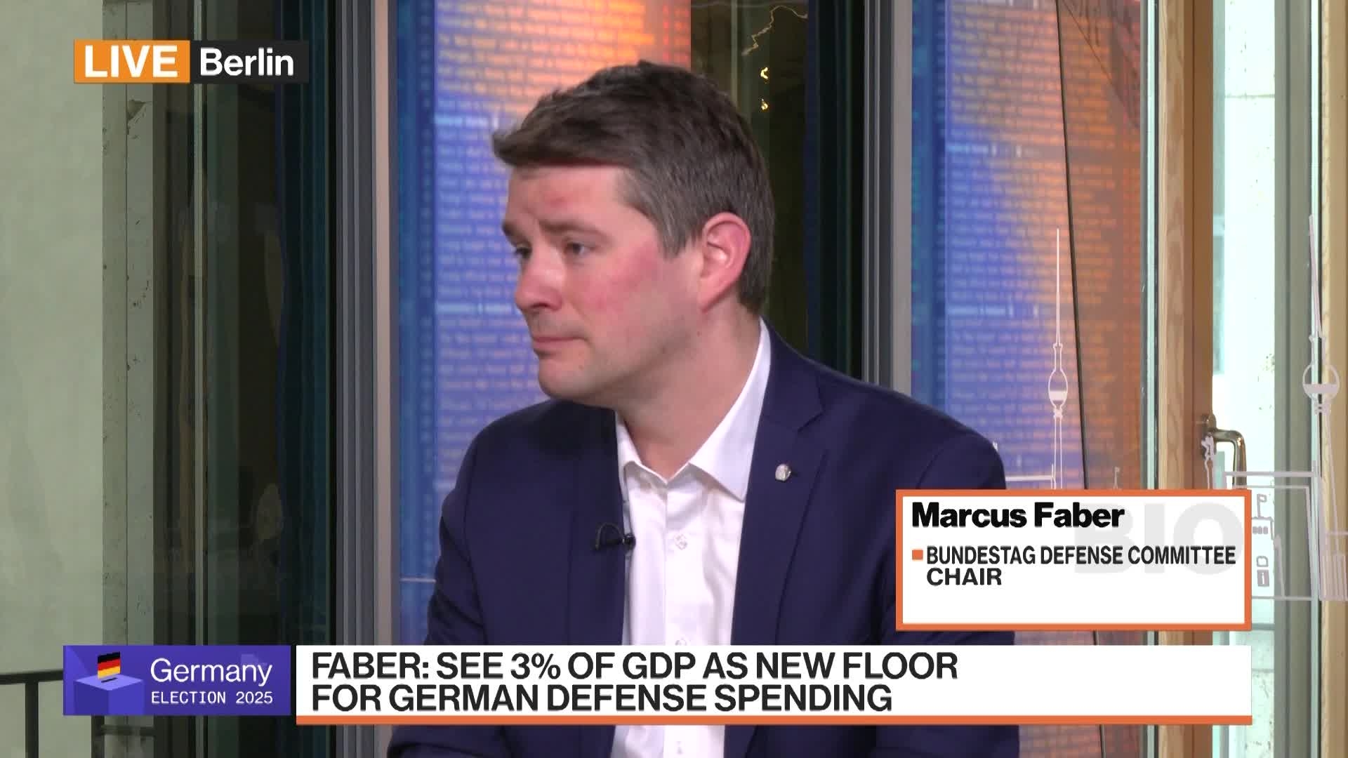 Germany's Faber Urges Minimum 3% GDP on Defense Spending