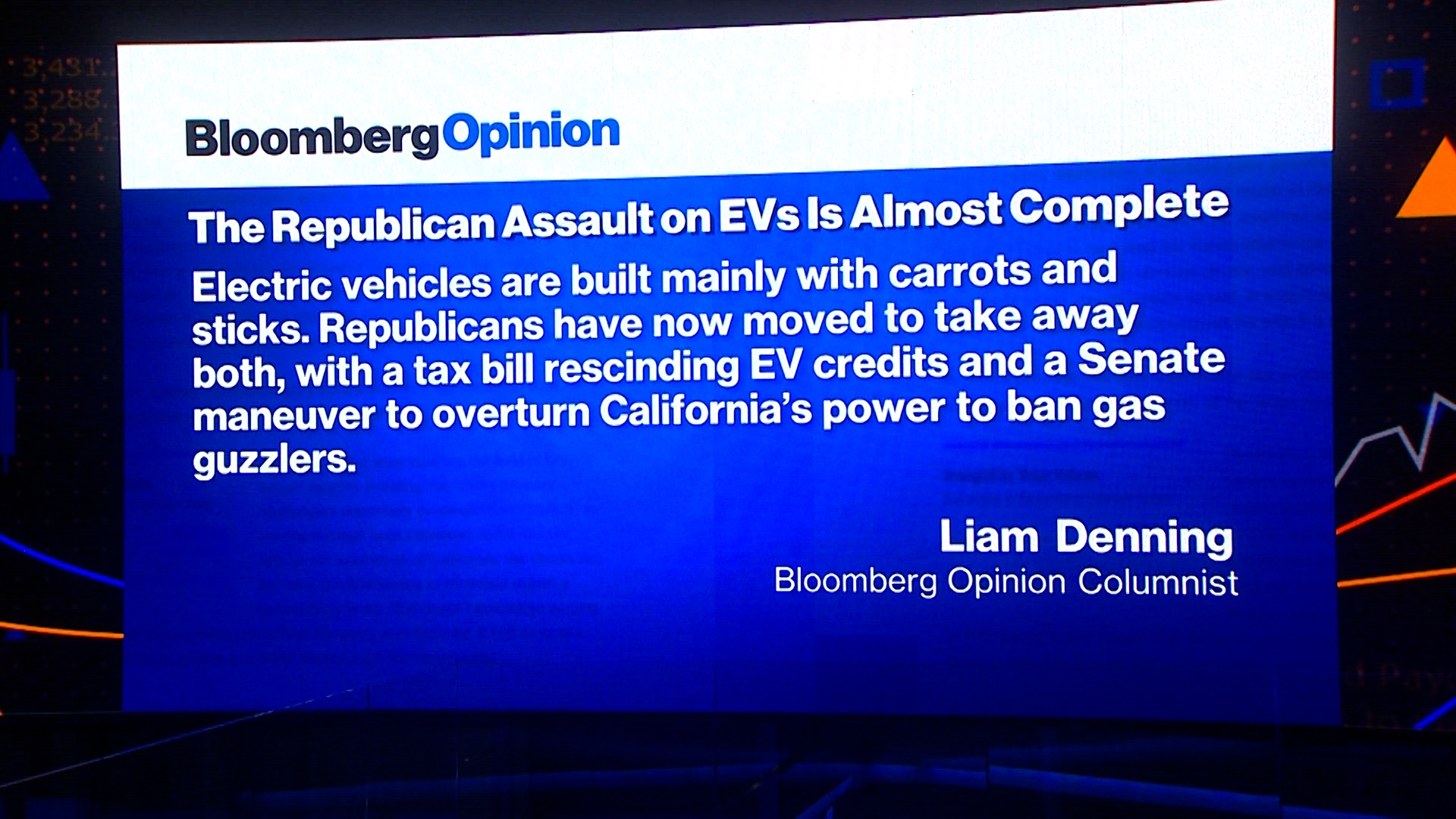 GOP Push Weakens US EV Market: Bloomberg's Denning