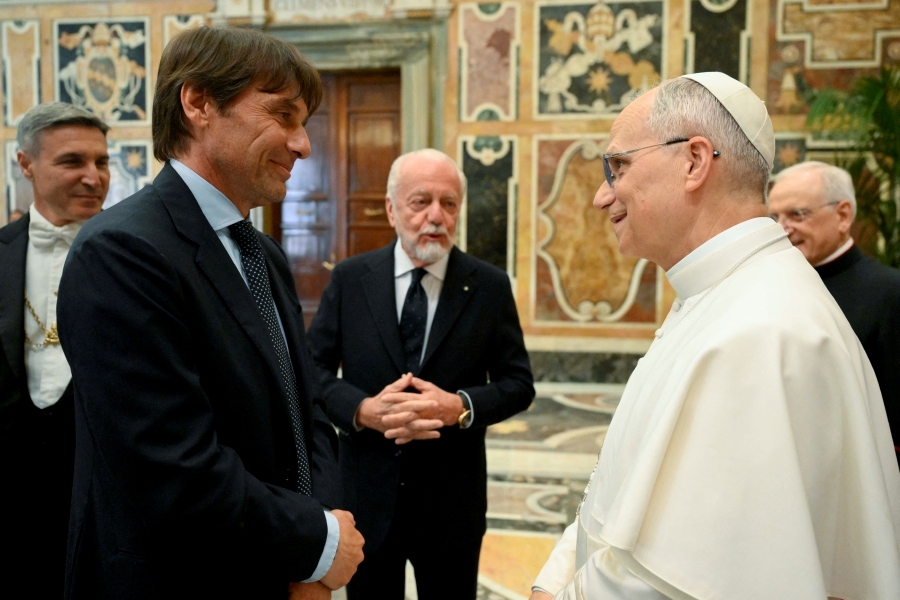 Pope Leo meets Italian Serie A champions Napoli