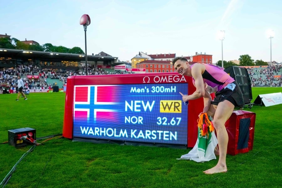 Norway's Warholm shatters own world best time in 300m hurdles